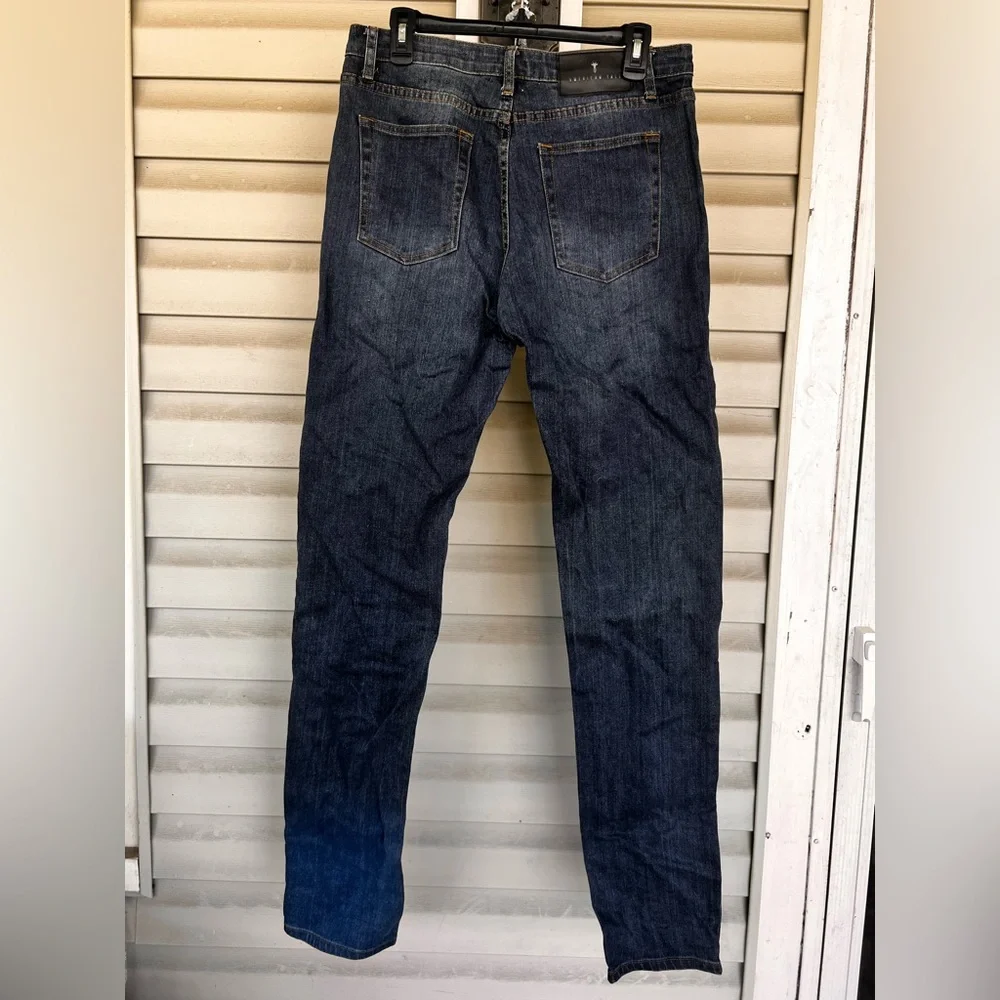 American Tall Jeans Mens Sz  32x37 Carmen Faded Mid Rise Tapered Stretch Denim